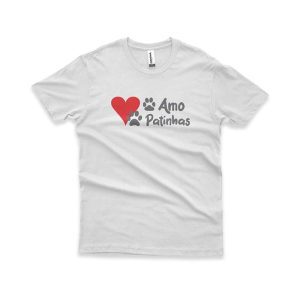 Camiseta Masculina Amo Patinhas Branca